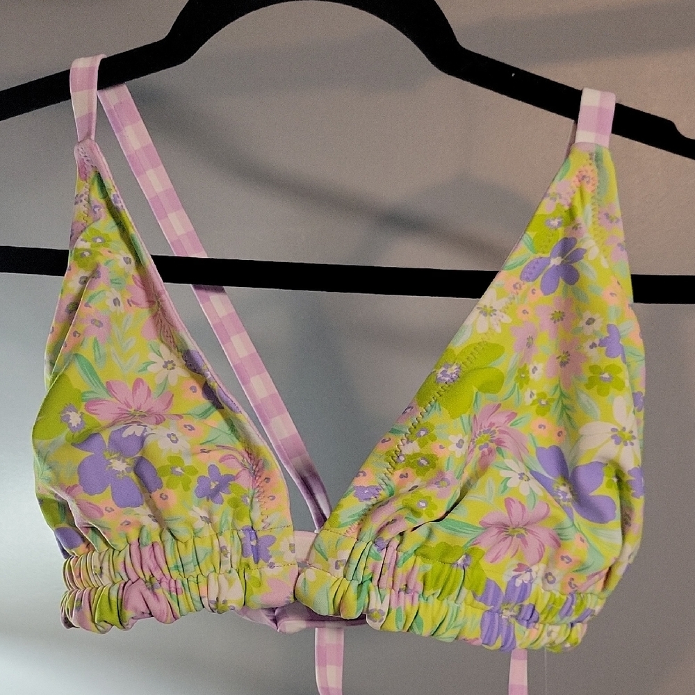 Wild Fable Floral Bikini Top - Yellow and Purple